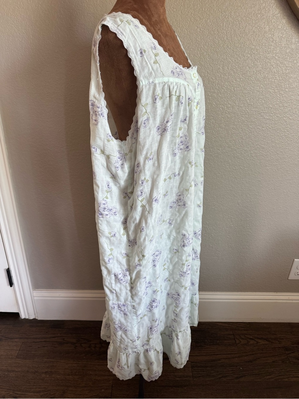 Vintage Barbizon Floral Maxi Nightgown Cotton Poly Blend Lace Trim Cottagecore - Picture 7 of 14